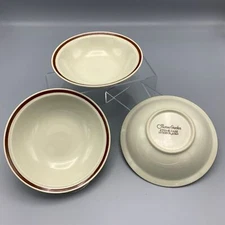 Vtg Set of 3 Japan Stoneware Flower Garden Rimmed Cereal Bowl Grannycore 1970s