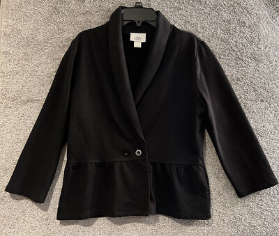 Ann Taylor Loft Blazer Jacket Womens Size Small Black Cotton Two