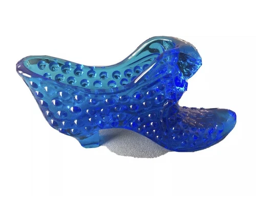 Fenton Royal Blue Hobnail Cat Head Shoe Slipper