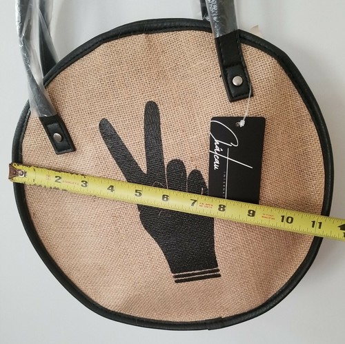 Chateau International Shoulder Bag Handbag Burlap Peace NWT - Picture 3 of 7