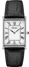 Seiko Essentials Rectangular White Dial Mens Watch SWR049