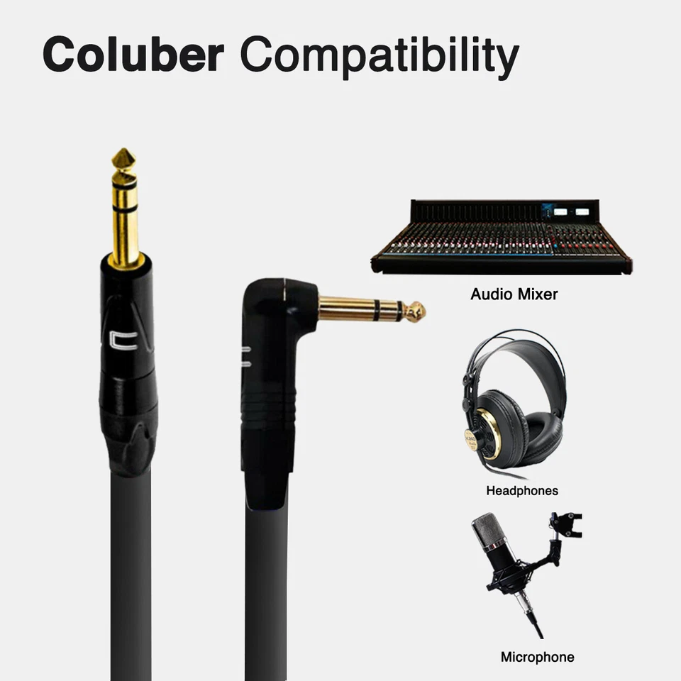 Cabo de interconexão balanceado TRS macho para ângulo reto 1/4" - comprimento personalizado, cor - Imagem 3 de 4