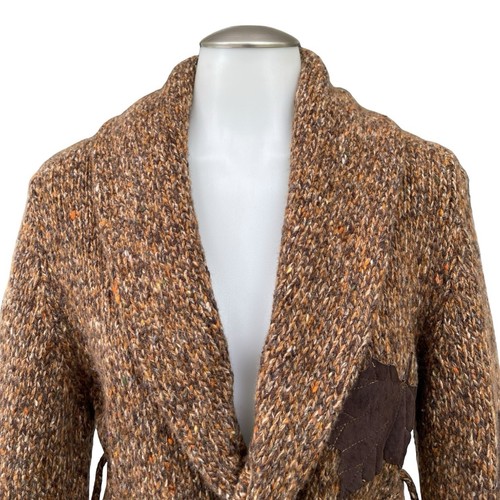 Vintage ETIENNE AIGNER Womens 8 Wool Cashmere Leather Cardigan Sweater Belted - Picture 11 of 24