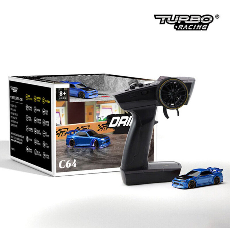 TURBO RACING C64 1/76 Full Scale Mini Remote Control Drift RC Car With Gyro BLUE
