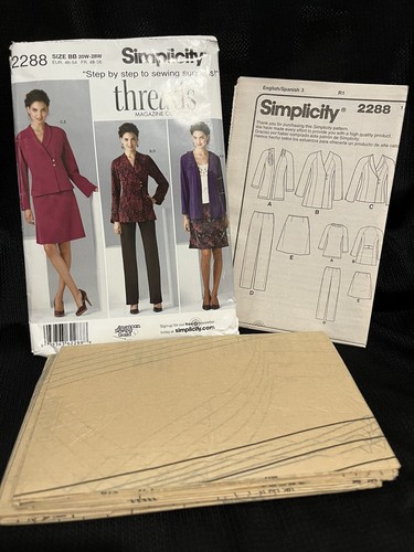 Simplicity Pattern 2288 Threads Skirt Jacket Pants Knit Cardigan Sizes 20W-28W - Picture 3 of 4