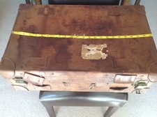 Vintage Brown Leather Suitcase with unusual locks
