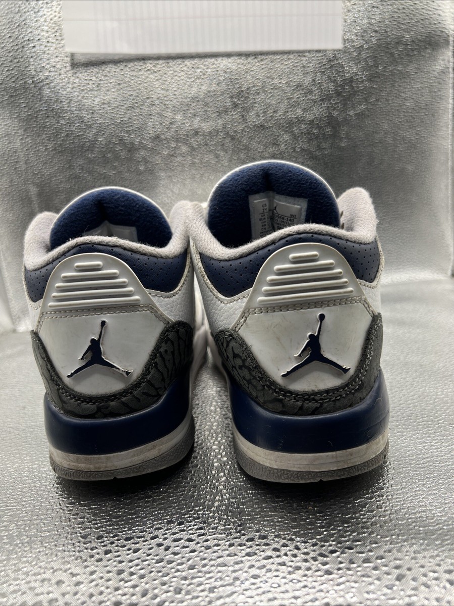 AIR JORDAN 3 RETRO PS WHITE MIDNIGHT NAVY BLUE SZ 2Y DM0966-140 | eBay