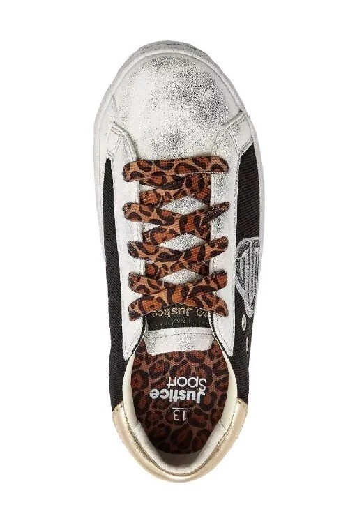 Zapatillas deportivas informales de moda con cordones de caña baja Justice para niñas talla 3 Foto 3 de 4