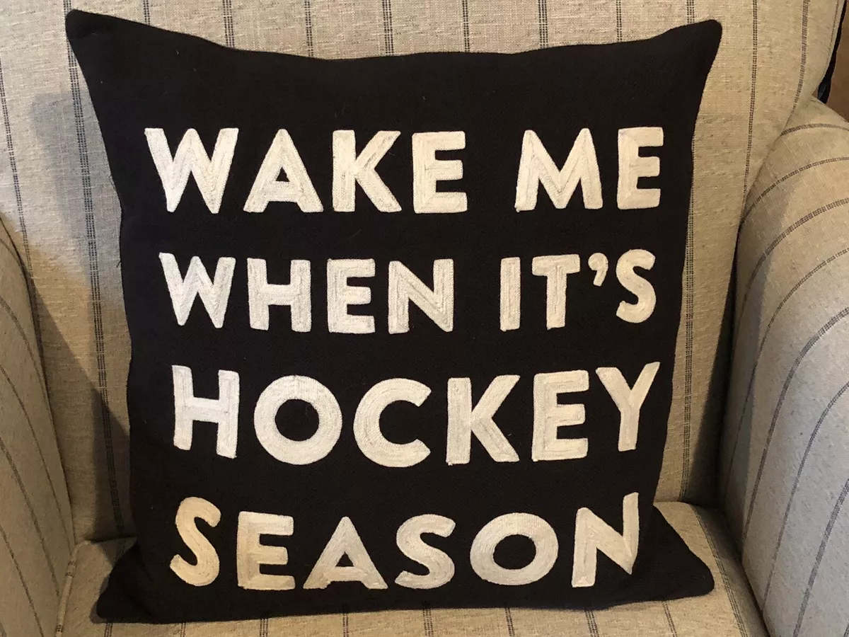 Vintage Embroidered Ice Hockey Pillow Hockey 16” x 16”