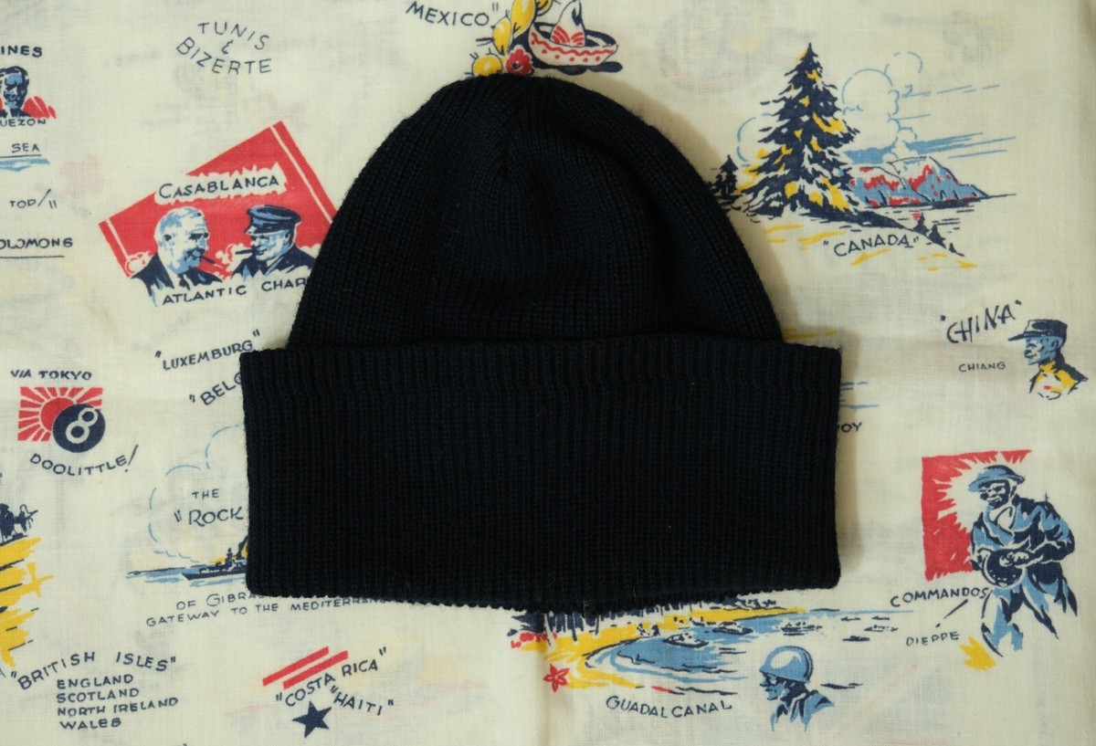 Vtg Orig. 1940's 50's WWII US Navy USN 100% Wool Watch Cap Named