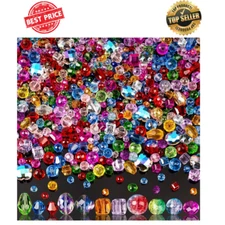 636pcs Glass Beads for Jewelry Making - Colorful Rainbow Craft Crystal Beads ..