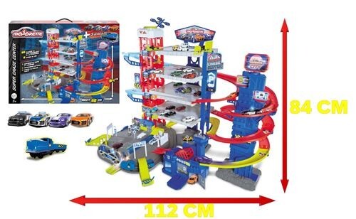 Majorette Electric Garage Super Chase Center + 4 Cars + 1
