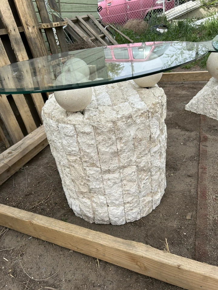 Mesa de centro coralina vintage rara y tres mesas auxiliares/extremo Foto 2 de 4