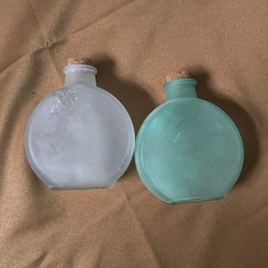 2-Pack Decorative Frosted Glass Bottles w/ Cork Stoppers, Green & White