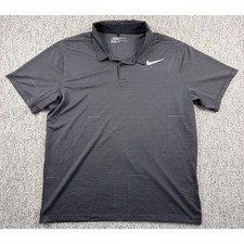 Nike Golf Polo Shirt Mens XL Black Grey Dri-Fit Striped Short Sleeve 833105-010