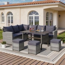 9 Seater Rattan Garden Furniture Sofa Chair Dining Table Patio Set Outdoor Patio