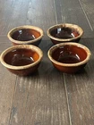Hull Pottery Small Bowls Brown Drip Glaze Oven Proof 5.25 inch Vtg USA Set of 4
