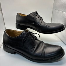 Chaps Mens Black Leather Cap Toe Derby Dress Shoes Lace Up Formal Business