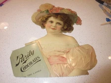 Early 1900s Purity Chocolate Girl Cutout Advertisement Store Display LARGE RARE