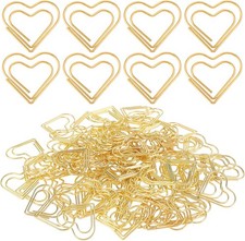 Pack of 100 Paper Clips Heart Cute Love Paper Clips Gold Paper Clip Heart Shape