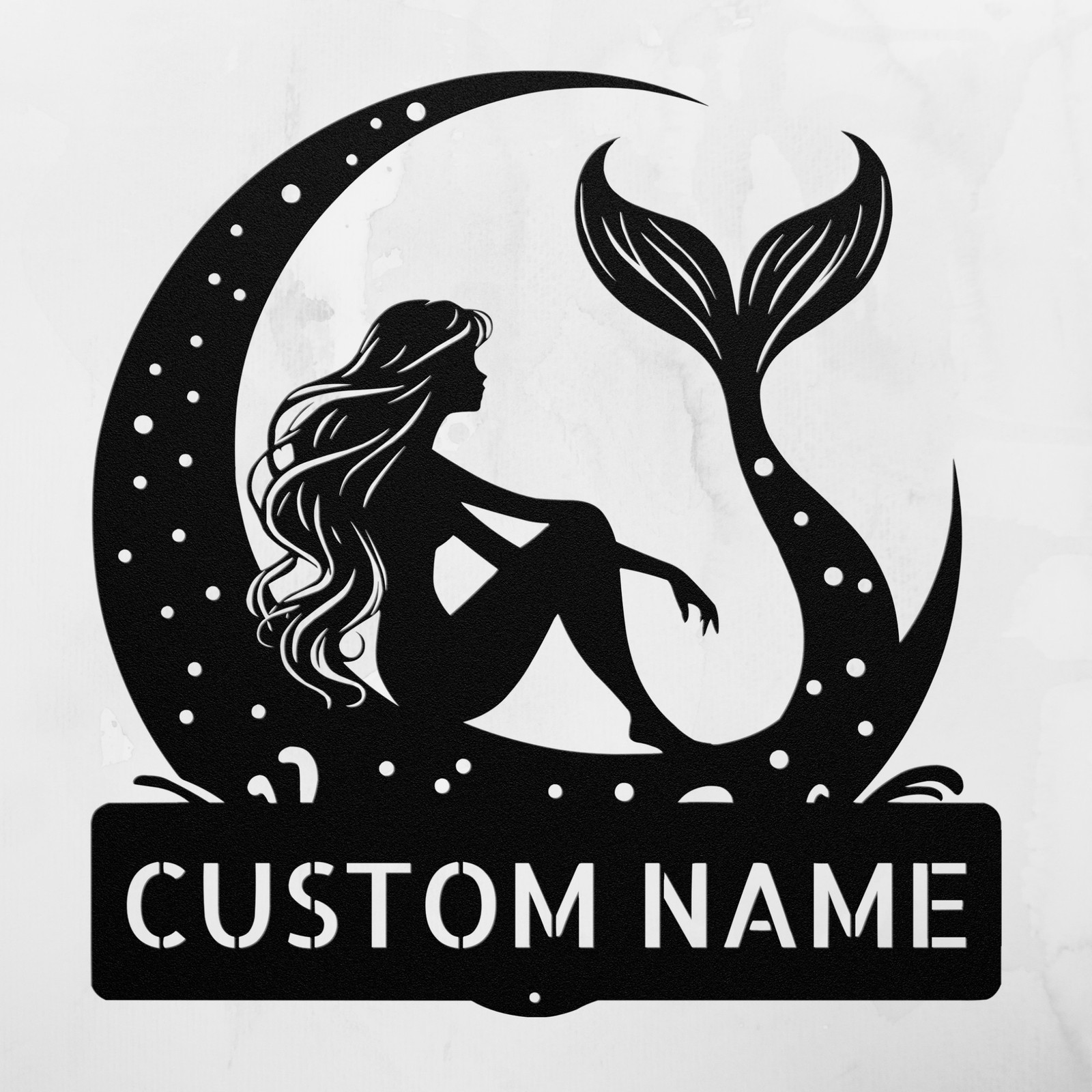 Custom Mermaid in Moon Metal Sign Personalized Home Office  Decor Wall Art Gift