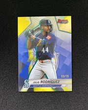 2025 Topps Bowman's Beat Julio Rodriguez #49 Yellow REF 3/75 Mariners QI95