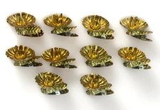 10 Vintage Christmas Tree Branch Clip On Candle Holders Pinecone Gold Tone Metal