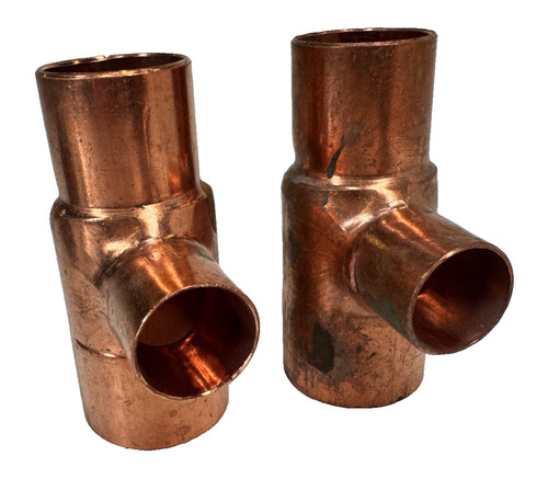 (2-PACK) Reducing Tee 1-1/4" x 1" x 3/4" CTS Solder Joint Copper Sweat Fitting