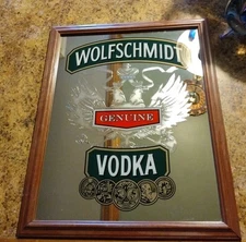 Vintage Wolfschmidt Vodka Home Bar Mirror 22" x 18" Man Cave