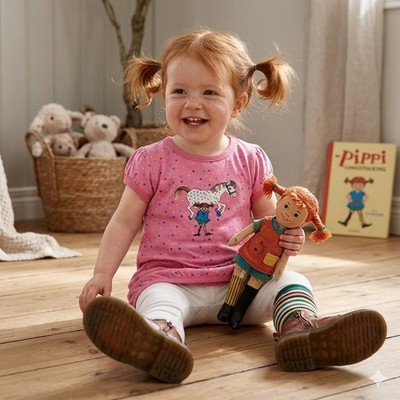 Pippi Langstrumpf Kleid rosa Punkte Gr 110/116 Pipi Ahlens Schweden