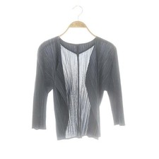   Tops  PLEATS PLEASE PP31JO163 Pleated Cardigan 3/4 Sleeve Blue Gray From Japan