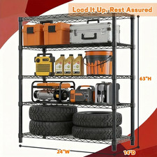 Heavy Duty 5 Tier Metal Wire Storage Rack Adjustable Standing Wire Rack Black