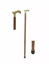 ANTIQUE VINTAGE CANE  WALKING STICK FANCY BRASS HANDLE DESIGNER HANDMADE