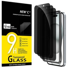 3 Pack Privacy Screen Protector for iPhone 16 15 6.1 Inch Black