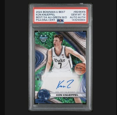 Kon Knueppel AUTO - PSA 10 - 2024-25 Bowman U Best Green Mini Diamond /99