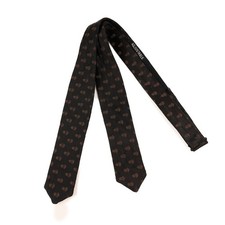 Vintage Silk Square End Bow Tie Thin Batwing Brown Pattern Geometric USA