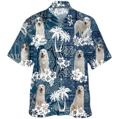 Great Pyrenees Hawaiian Shirt Flower dog Short Sleeve Hawaiian Aloha Shirt for M