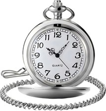 LYMFHCH Classic Smooth Vintage Quartz Pocket Watch, Arabic Numerals Scale Mens W