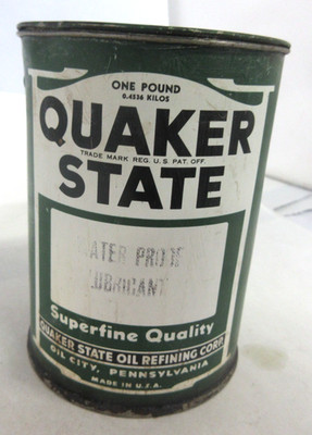 VINTAGE ADVERTISING  QUAKER STATE   1 LB GREASE AUTO OIL PETROLIANA FULL 830-F