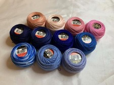 lot of 11 DMC 116 8 Perle Cotton Thread Balls, Size 8 brand new 189 pink blue