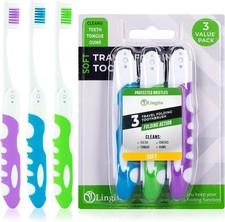 3-Pack Portable Folding Toothbrush with Built-In Cover for Travel Adventures