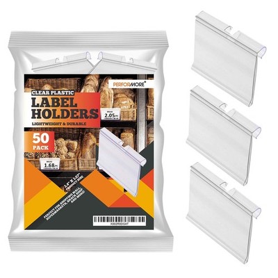 50-Pack Clear Plastic Label Holders | Durable PVC Tag Display Clips | 6x4cm| ...