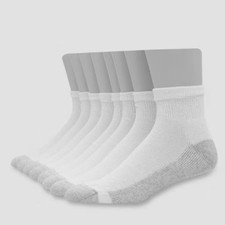 Men's Ankle Socks with FreshIQ 8pk - White 6-12: Moisture Wicking