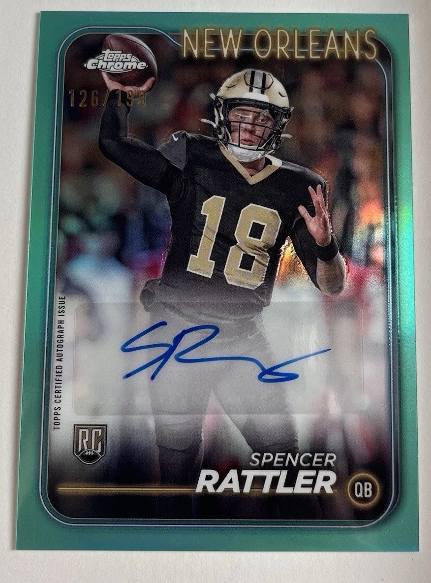 2024 Topps Chrome - RC Autographs Spencer Rattler #RA-SRA Aqua Refractor /199