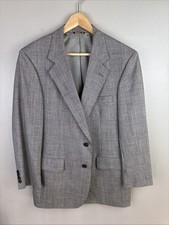 VTG Bill Blass Men  s Blazer Gray Houndstooth   USA   42R Glenplaid