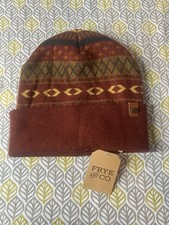 Frye and Co. Women's Geometric Knit Beanie Rust Brown Yellow Olive Hat
