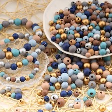620Pcs Colorful Round Wooden Beads Assorted Color Natural Wooden Beads Blue F...