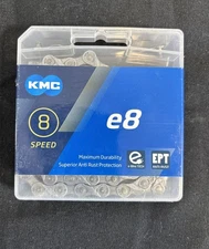 KMC E8 EPT 8-Speed Anti-Rust eBike Chain 1/2x3/32 Silver 122 Links