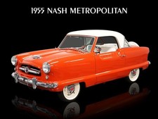 1955 Nash Metropolitan in Orange & White NEW METAL SIGN: 9x12" Ships Free