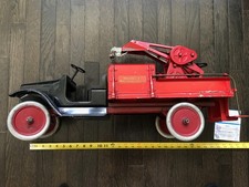 Early ALL Original Steel Rare Red  Black Wrecking Tow Truck 1920  s BUDDY L